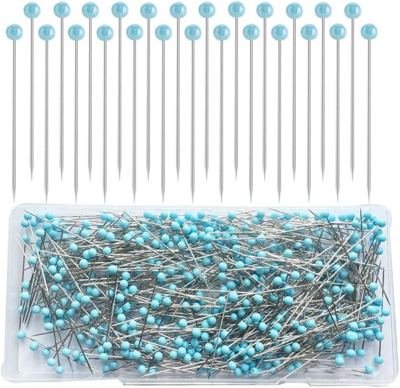 Sunenlyst 500 PCS Quilting Pins, 1.75IN Straight Pins Long Blue Glass Ball Head Sewing Pins for Fabric, Stainless Steel Dressmaker for Sewing, Crafts, Jewelry Making, DIY - Image 1